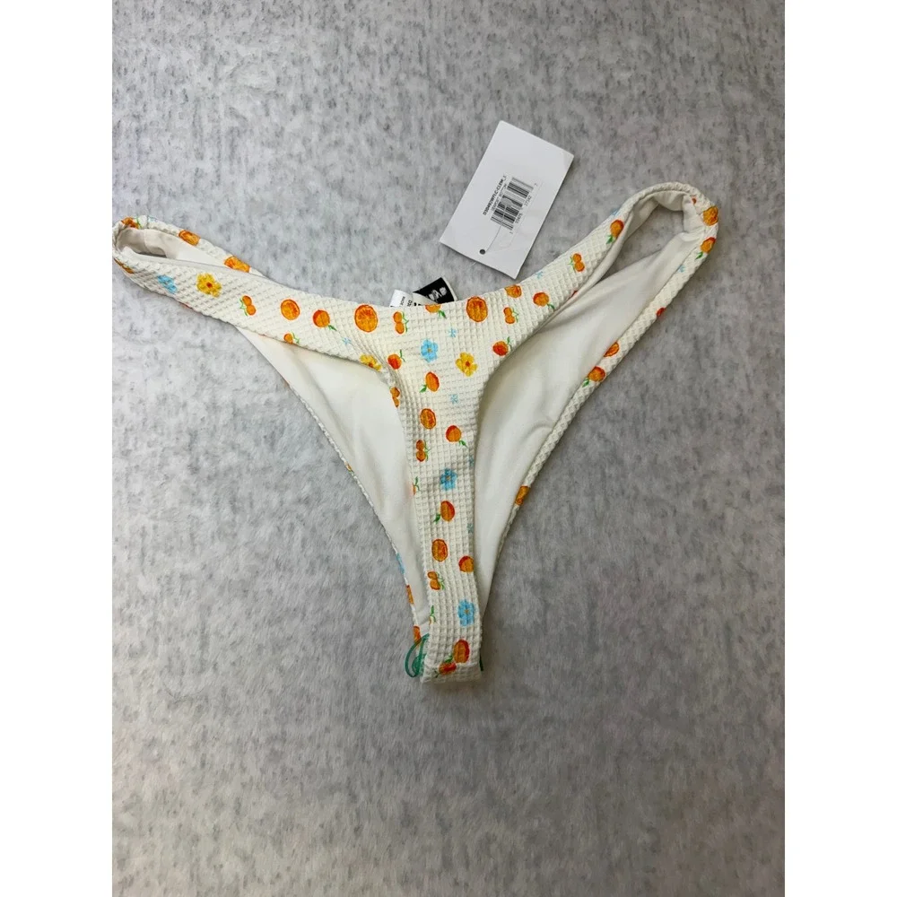 Dippin Daisys Seaport Bikini Bottom Clementine Floral Waffle‎ Knit Large NEW
